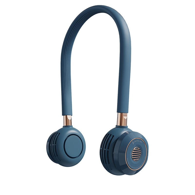 冇心liberfeel挂脖小风扇懒人便捷式挂颈可充电手持迷你随身小型usb无叶制冷大风力静音电扇学生儿童通用海军蓝款