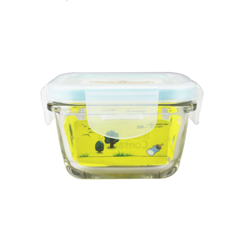 英国Riopoton锐普顿 保鲜盒RF-140小号婴儿宝宝辅食盒玻璃储存碗可微波蒸煮外出便携零食盒