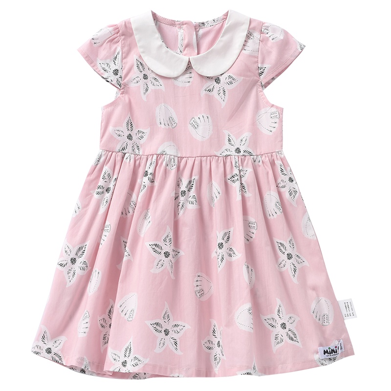 铅笔俱乐部童装2019夏装新款女童短袖裙子女小童连衣裙儿童翻领裙