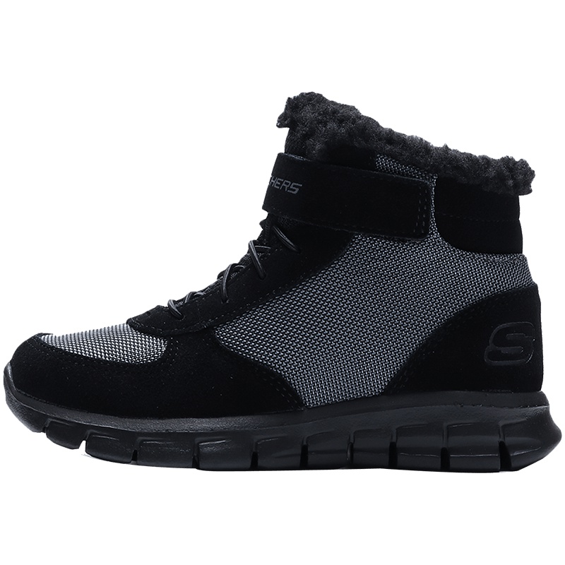 Skechers斯凯奇男大童短靴时尚保暖休闲运动鞋660013L 660013L/BKGY黑色+灰色