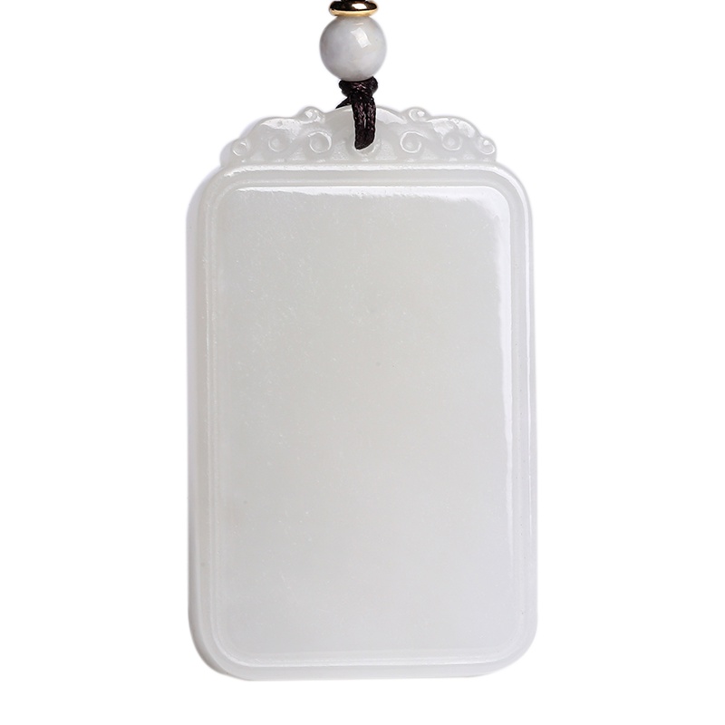 印象眸 和田玉羊脂白玉挂件 男女款无事牌吊坠 附送证书