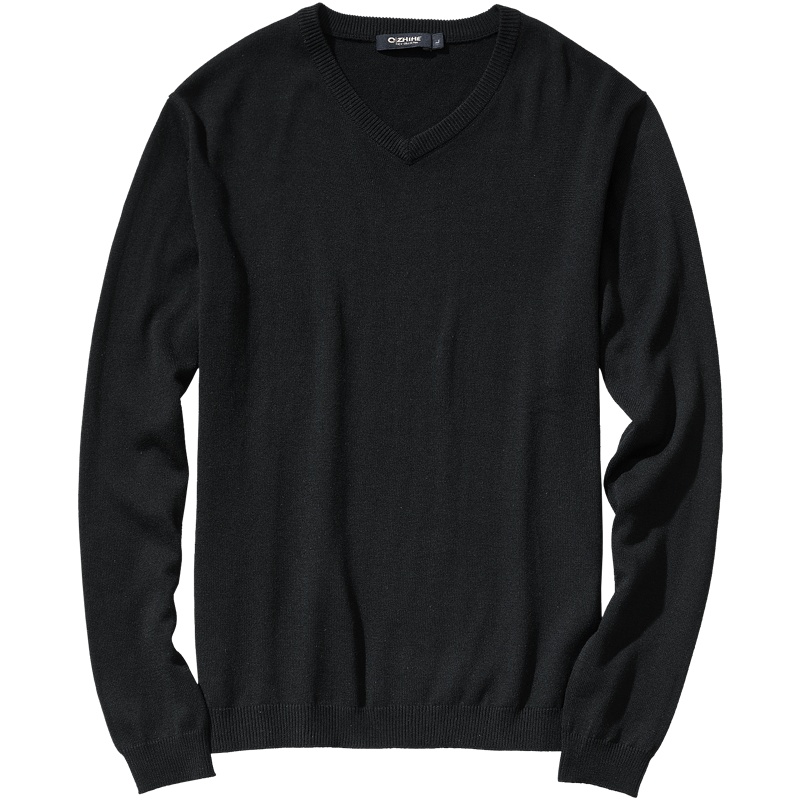 千纸鹤男士毛衣春季新款纯色v领休闲长袖毛衫打底衫针织衫男50029