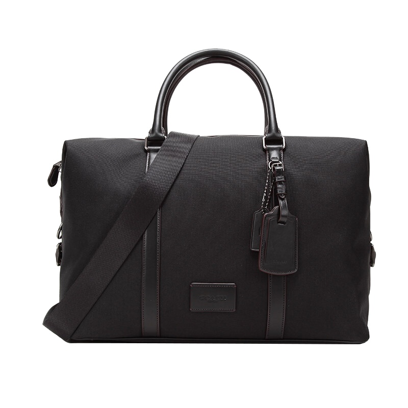 COACH 蔻驰 奢侈品 男士专柜款黑色帆布手提斜挎旅行包 23814 QBLWO