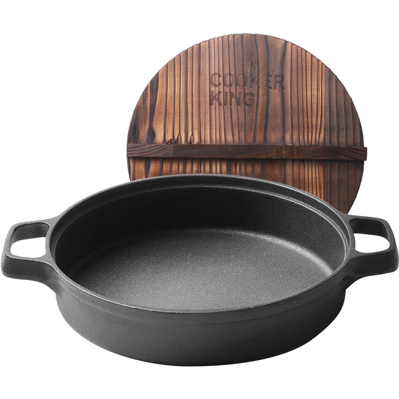 炊大皇(COOKER KING) 煎锅J26ATQ11 后铸铁圆形煎锅 无涂层铸铁平底锅 煎烤更香更入味