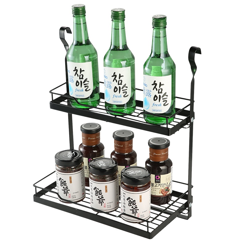 炊大皇(COOKER KING)挂杆双层调料架纸巾架刀架刀叉篮家用厨房壁挂组合可拆卸免安装NW01Y