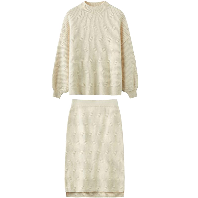新款拉夏贝尔针织衫套装裙女毛衣裙显瘦新款韩版气质连衣裙两件套女2T000475