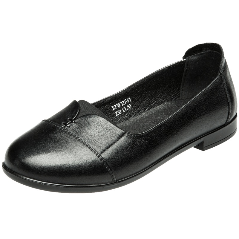 康奈女鞋 秋季超软舒适浅口纯色圆头百搭真皮单鞋妈妈鞋1275720