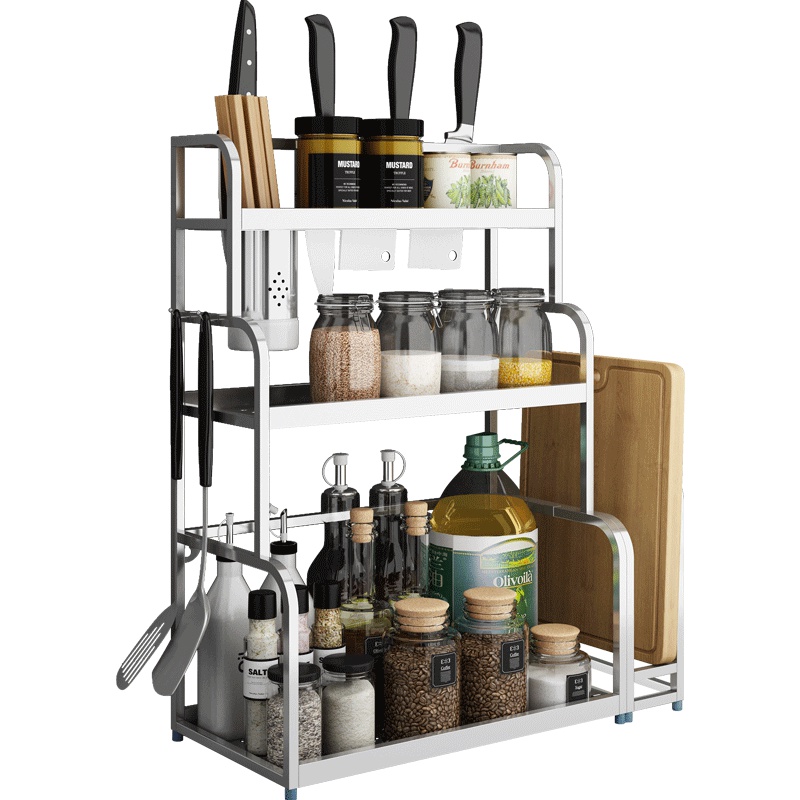 邦禾 厨房置物架不锈钢收纳储物2层厨具砧板壁挂调味品刀架调料架
