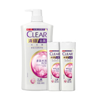 清扬/Clear去屑洗发露套装 多效水润养护型白瓶 (500+100X2)g+樱花清爽洗发露袋装200g