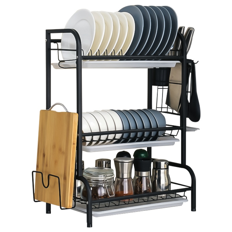 四季沐歌厨房置物架碗碟碗盘收纳架沥水架家用多功能放碗架碗筷收纳盒碗柜
