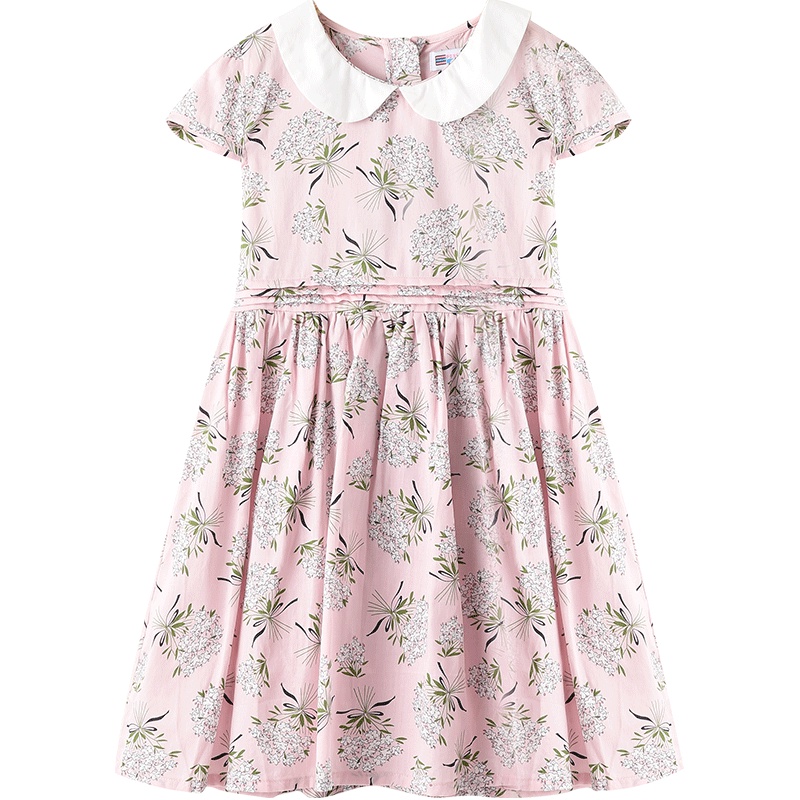 铅笔俱乐部童装2019夏装新款女童短袖连衣裙中大童裙子儿童印花裙