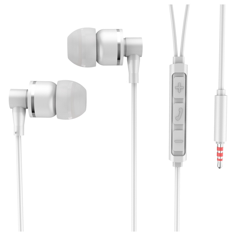 ASPOR 有线耳机入耳式3.5mm圆头麦克风 手机通话带麦音量键 白色 苹果iPhone华为/OPPO小米魅族通用线控