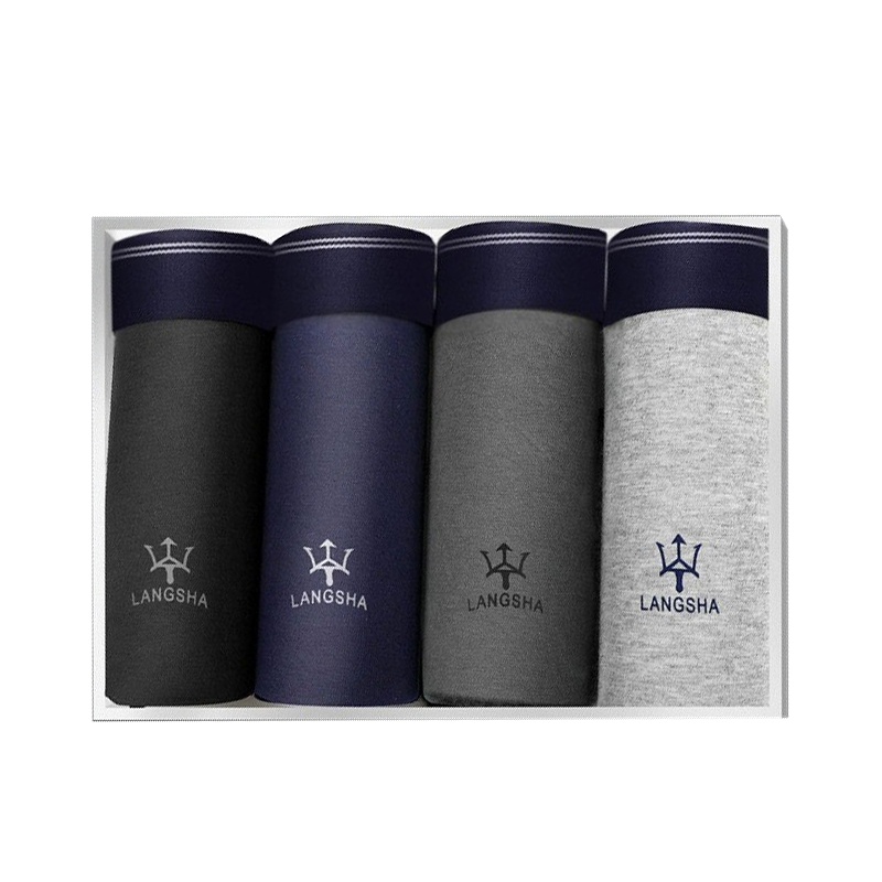 浪莎4条男士内裤纯棉平角裤男平脚短裤全棉宽松青年透气抗菌四角裤头