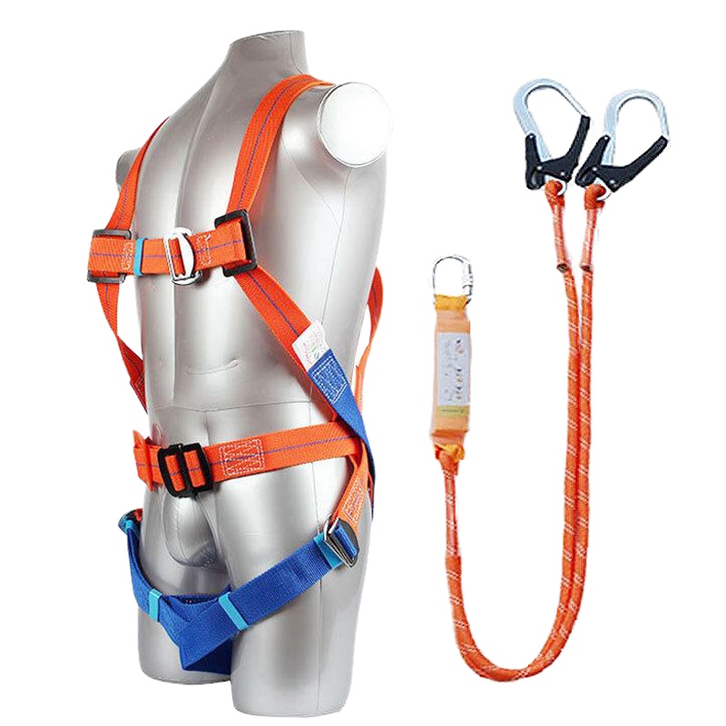 谋福CNMF高空作业安全带 安全绳全身五点欧式保险带 施工双保险安全带(欧式双绳大勾1.8米[带缓冲包])521
