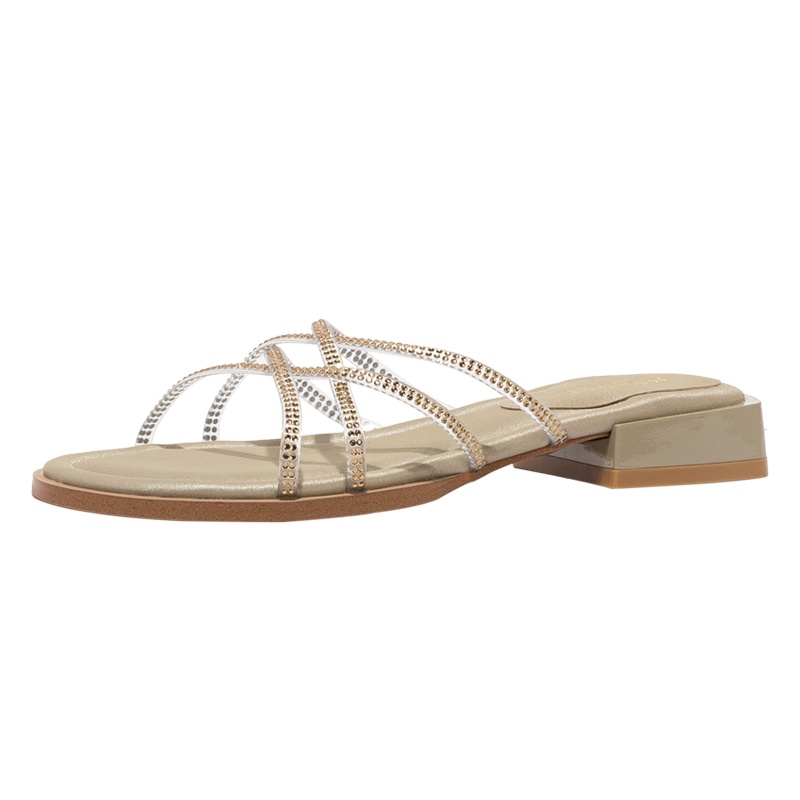 星期六(ST&SAT)拖鞋夏新一字型细带组合粗跟女凉拖SS02110298