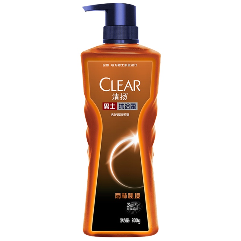 清扬(CLEAR)男士古龙香氛沐浴露雨林秘境600g[联合利华]古龙水木质香氛 清洁控油