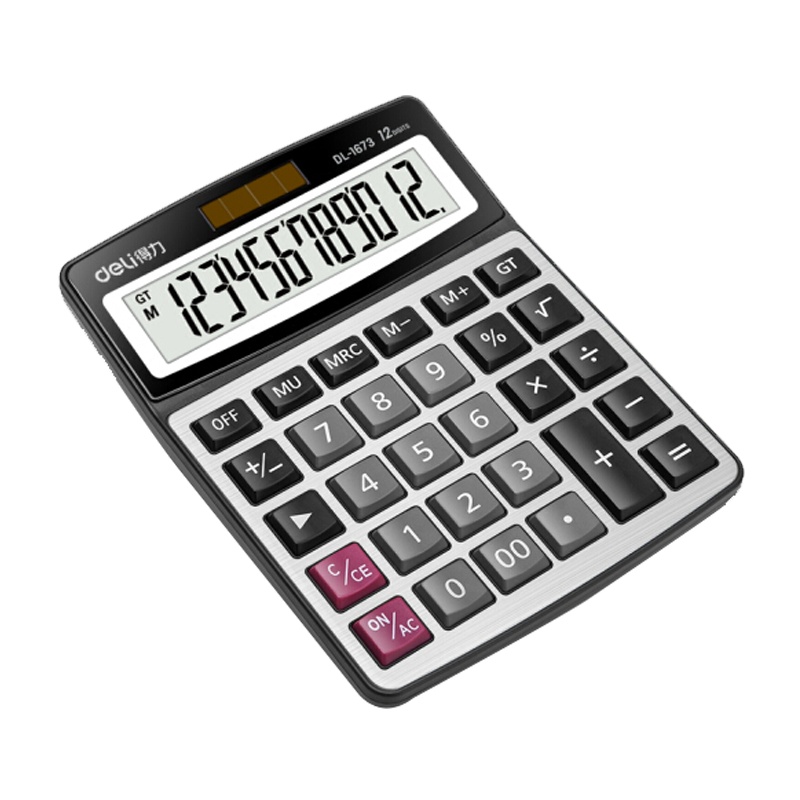 得力1673财务办公桌面计算器 耐磨按键桌面计算机 办公用品 银色