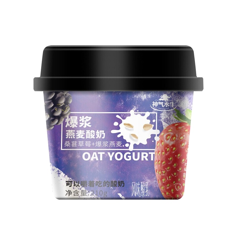 [顺丰冷链]皇氏乳业神气水牛早餐代餐酸奶饱腹210g*6杯饭不着桑葚草莓燕麦爆浆风味酸奶
