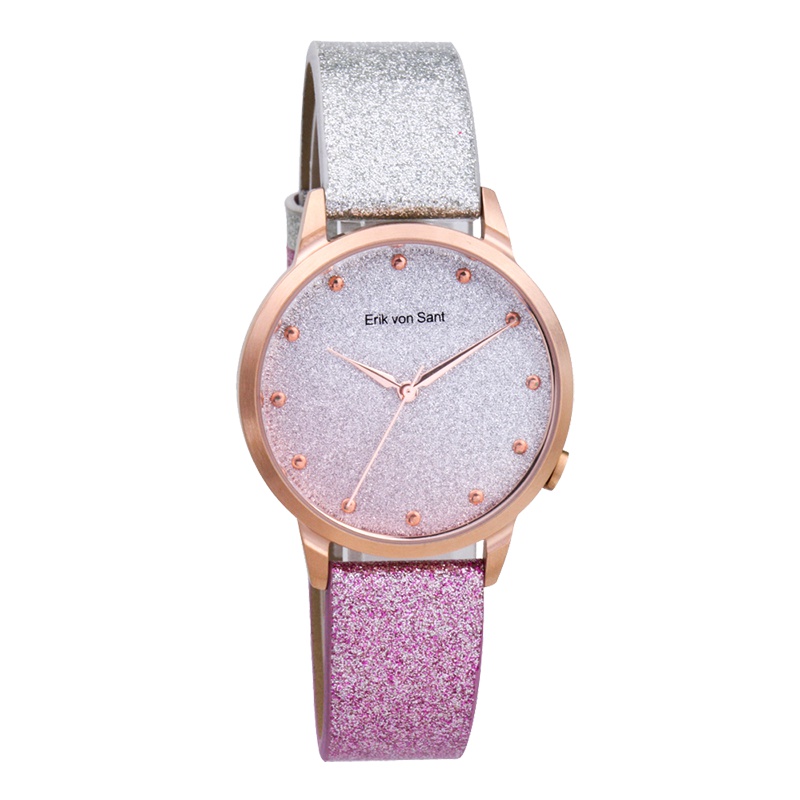 艾力克煌崇帝(Erik von Sant)新概念ins学生风闪粉夜空滿天星腕表系列型格皮带防水手表时尚女表北欧风格石英表
