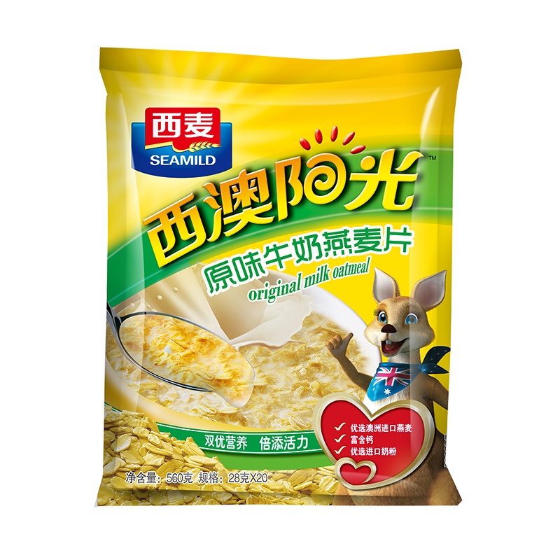 西麦(SEAMILD)原味牛奶燕麦片560g袋装即食养胃冲饮麦片营养食品健身