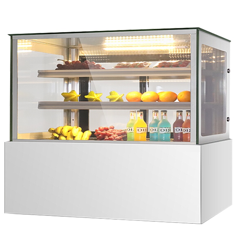 乐创(lecon) 蛋糕柜展示柜商用水果保鲜柜冷藏柜寿司饮料熟食玻璃陈列柜(白色直角1.8米落地式)YM-FLZG-18