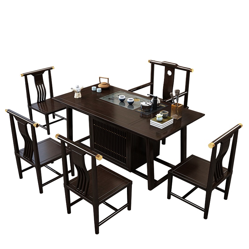 锐取 茶台 新中式实木茶桌椅组合禅意民宿茶室家具泡茶桌子中国风茶几台套装