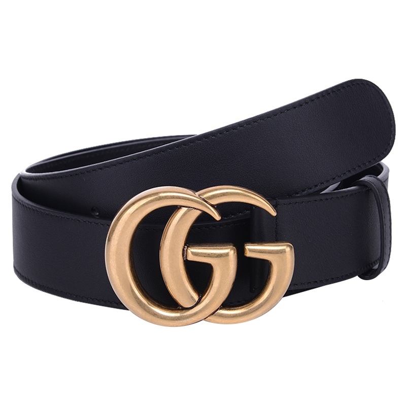 [直营] 古驰(GUCCI)古驰 男士金色双G互扣牛皮板扣式腰带皮带 奢侈品
