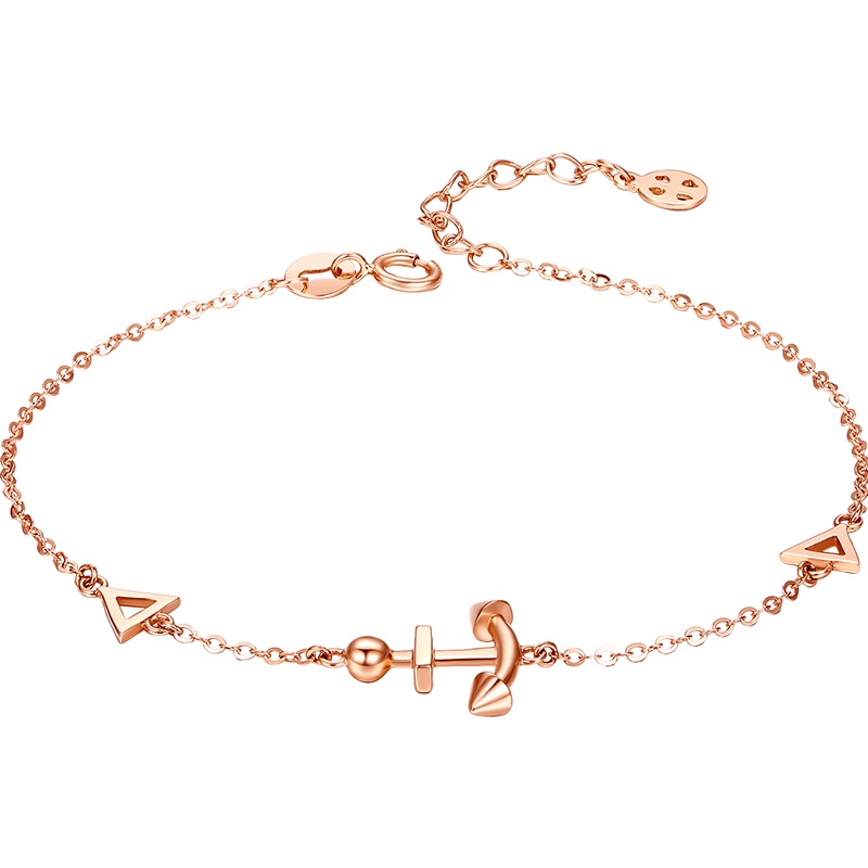 周大生 18k金船锚手链Au750玫瑰金手饰 正品新款手链