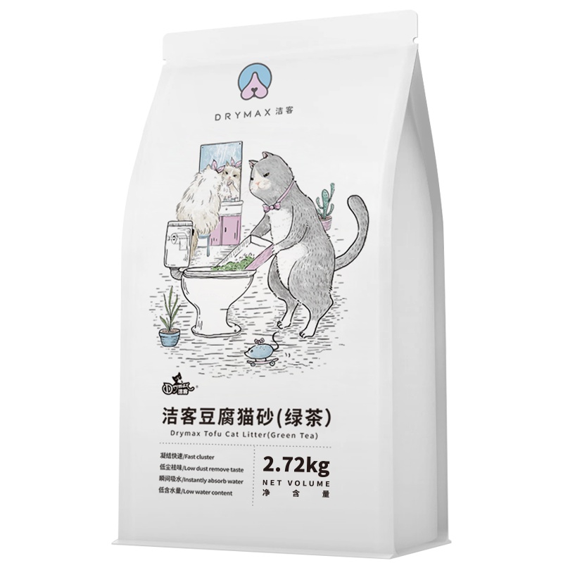 洁客豆腐猫砂绿茶味2.4kg除臭易结团猫沙自营店貓砂宠物猫咪用品