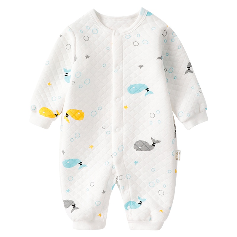 南极人夹棉宝宝连体衣哈衣秋冬新款夹棉保暖新生儿衣服婴儿连体衣哈衣