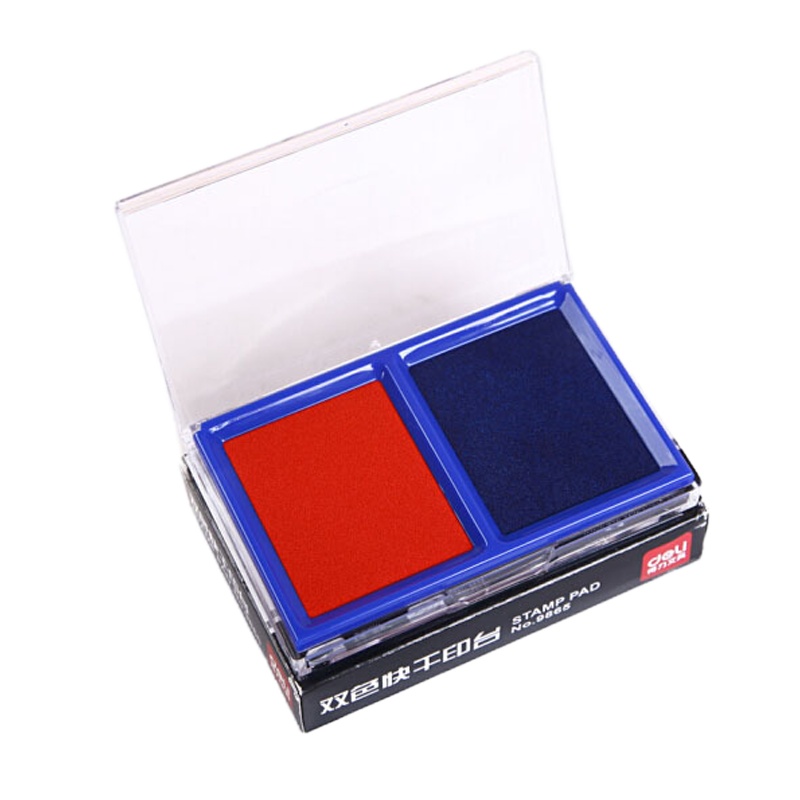 得力(deli) 9865 快干印台 印泥红+蓝/双色