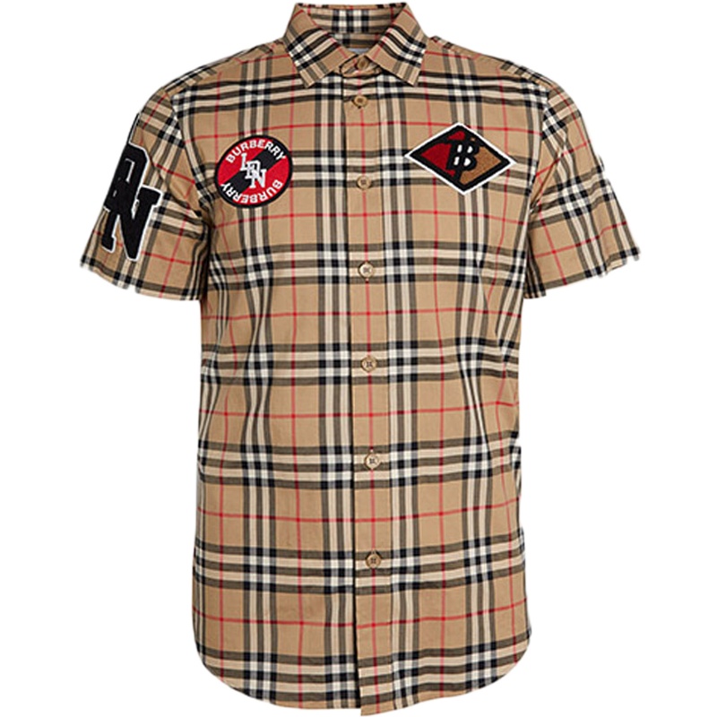 BURBERRY 博柏利 男士棉质短袖翻领衬衫 80245311