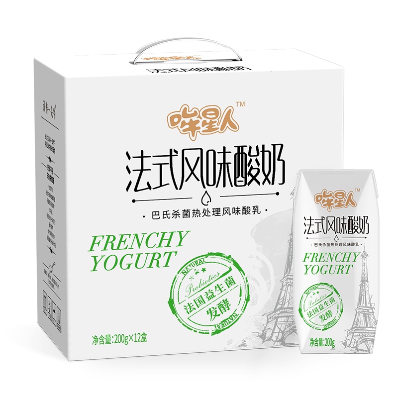 哞星人常温法式酸奶200g*12盒 原味法国进口益生菌 牧场原奶新鲜发酵 品质好奶 选自优质牧场 日期新鲜
