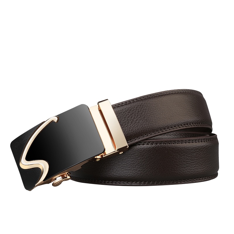 新款男士皮带自动平滑扣裤带男式牛皮腰带中青年休闲商务潮