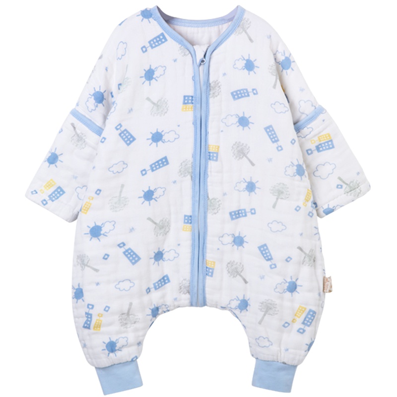 儿童睡袋婴儿秋冬纱布防踢被婴幼儿小孩四季通用分腿睡袋防踢被