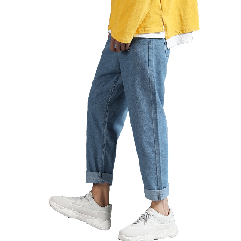 绅士空间2021春季弹力牛仔裤男宽松韩版休闲直筒裤长裤青少年男士牛仔裤男装MJ.3153