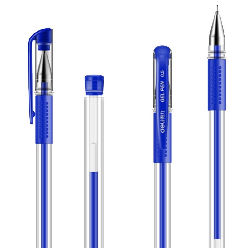 得力 6601 0.5mm中性笔 水笔 签字笔办公学生用笔 12支/盒 蓝色