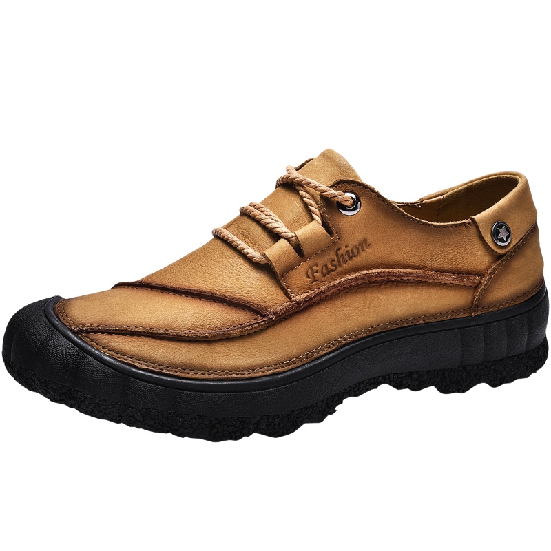 YIBULUOTUO男鞋头层牛皮男士休闲皮鞋真皮防滑厚底工装鞋中年爸爸鞋子男