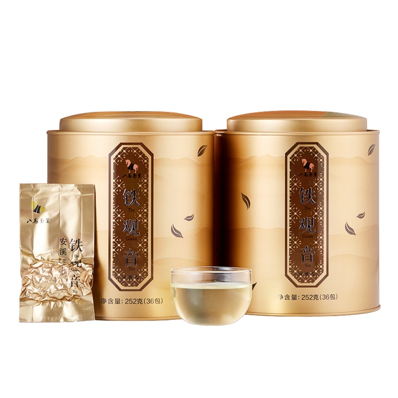 八马茶叶 安溪原产清香型铁观音乌龙茶 双罐礼袋装504g