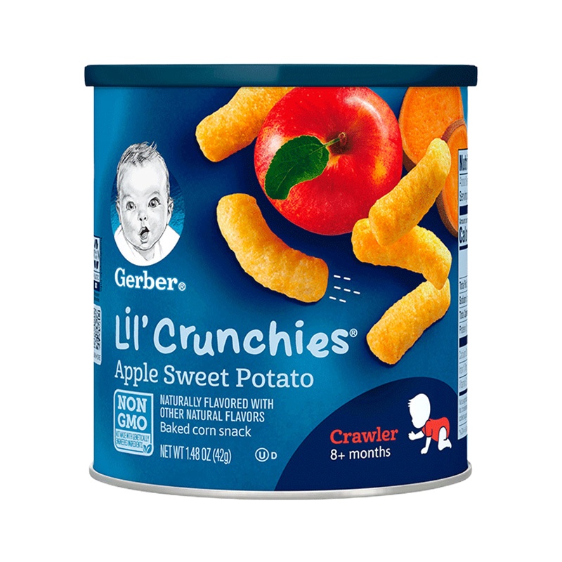 [临期]嘉宝(Gerber)苹果甜薯味有机泡芙条 3段 42g/桶装 宝宝零食点心 原装进口 8个月以上