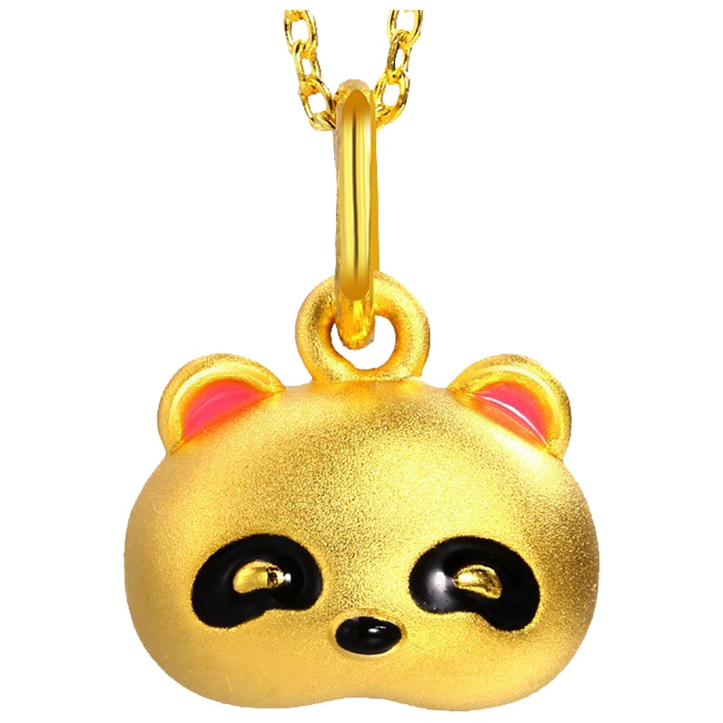 翠绿 黄金吊坠 足金999女款小熊头像吊坠 金重约1.8-1.9克 A08000041278