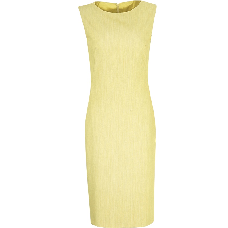 晚白2020秋新品时尚通勤简约纯色圆领修身显瘦包臀裙无袖连衣裙女