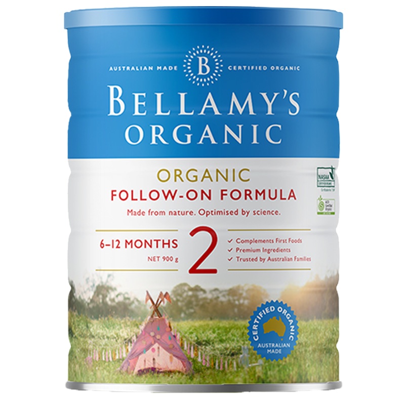 贝拉米(Bellamy)有机较大婴儿配方奶粉2段(6-12月)900g/罐 澳洲原装进口