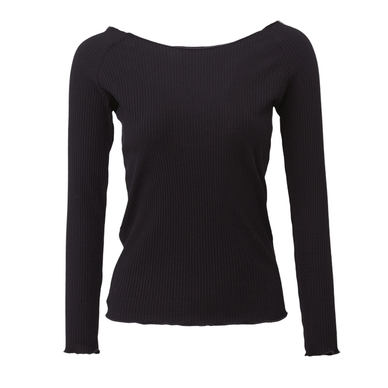 晚白2019秋季新品时尚通勤简约纯色百搭气质修身显瘦打底衫上衣女