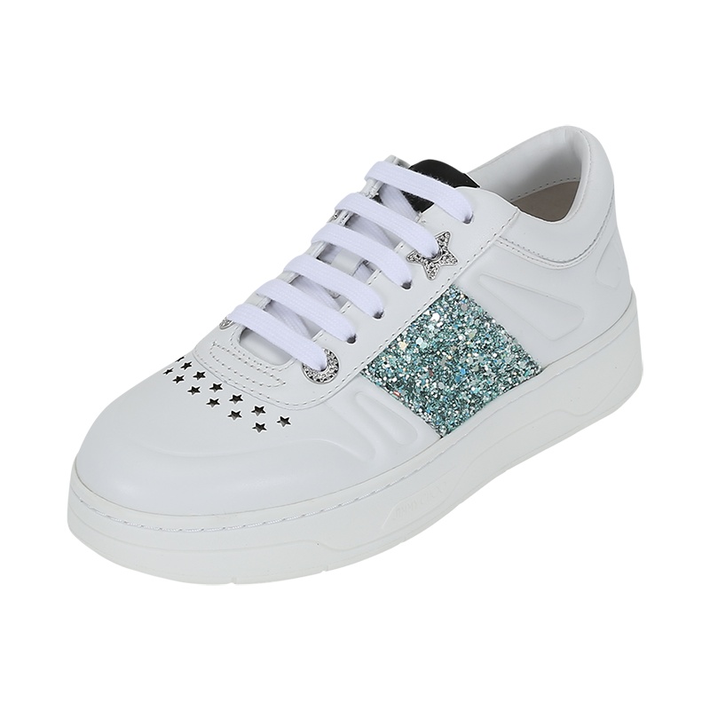 周仰杰 JIMMY CHOO 女士 皮革/闪光面料系带休闲运动鞋HAWAII F CLJ 214