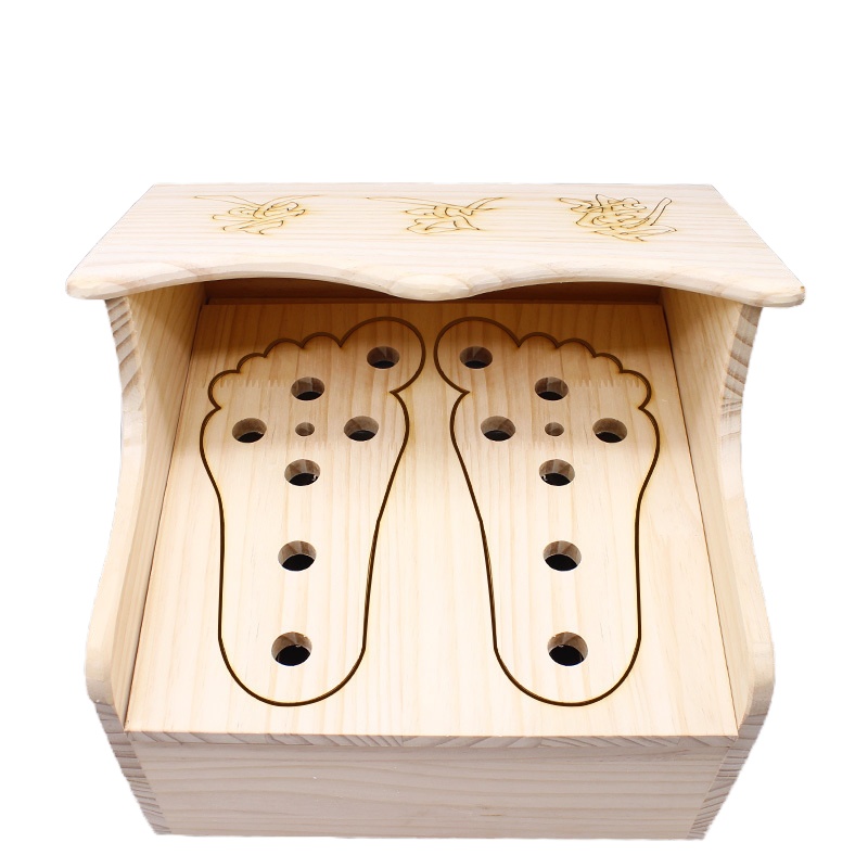 卜吻中医保健 艾灸艾条艾灸盒实木橡木木制足部艾灸盒家用艾灸箱艾灸足底随身灸熏灸足疗器具木盒 足底艾灸木盒一个