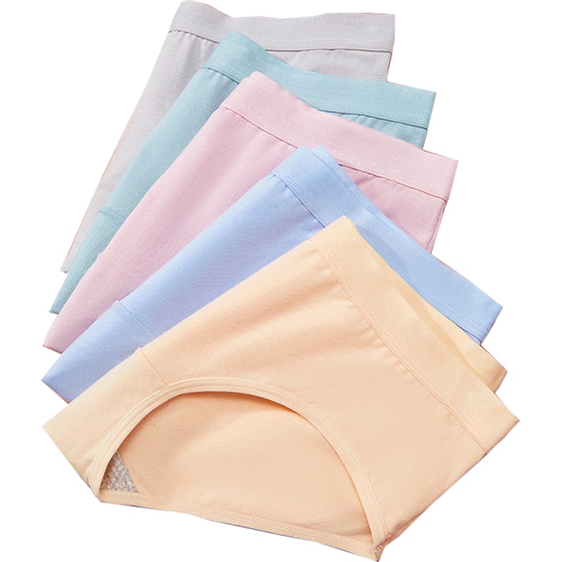 ENK 5条装性感少女纯色中腰日系女生三角纯棉裆提臀底裤女士内裤女