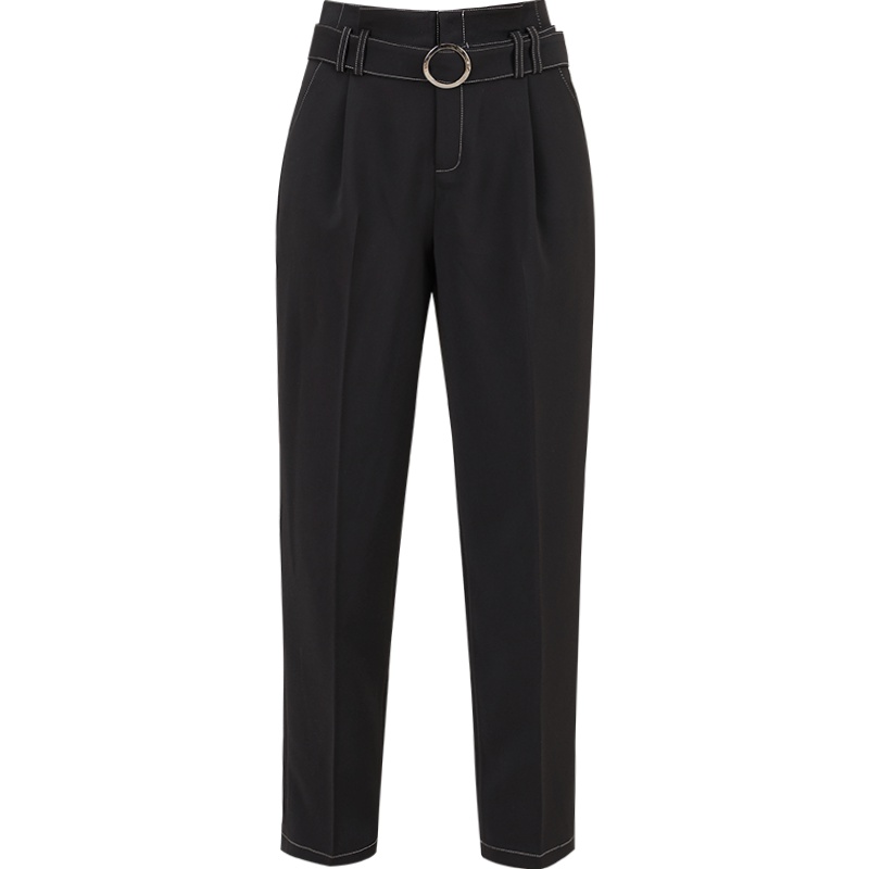 娅丽达女裤2019秋季新款高腰哈伦裤宽松大码女士时尚休闲九分裤I3531