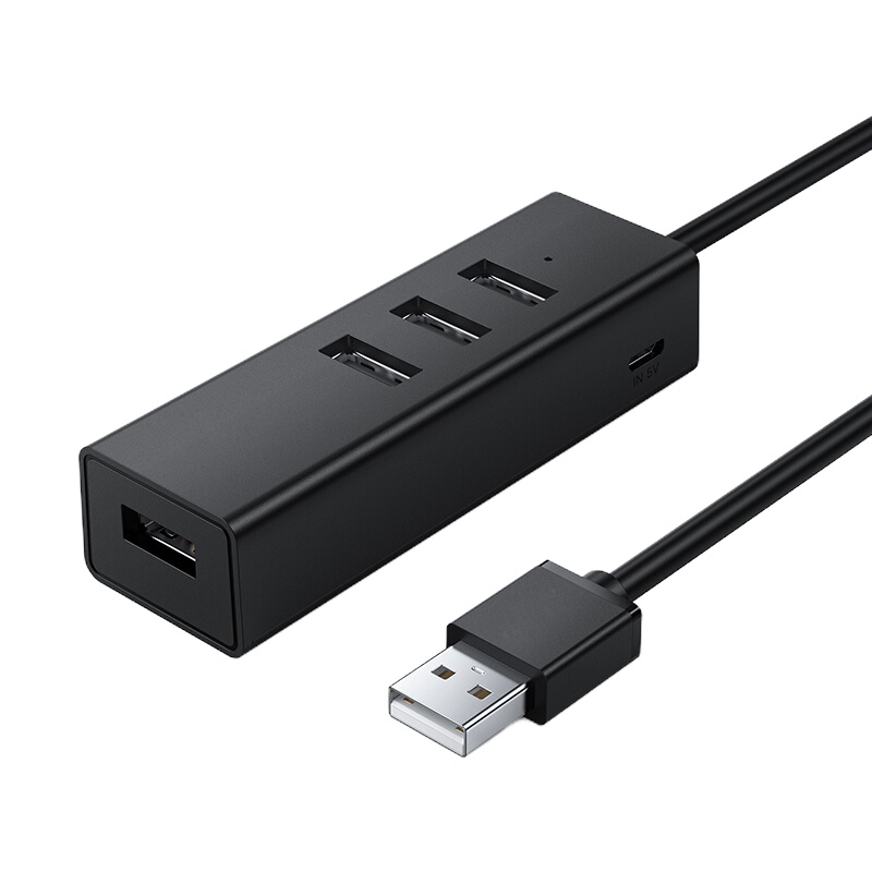 USB2.0分线器 一拖四多接口带5V充电口 笔记本台式电脑4口集线器HUB转换器 1米