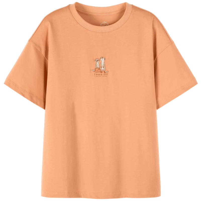 【满198减100预估价：41】森马2021夏季新款纯棉短袖T恤女白色刺绣潮流女羊驼ins宽松针织衫